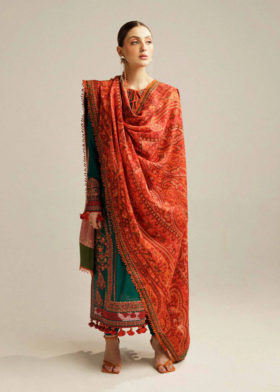 Hussain Rehar Unstitched Luxury Dhanak Heavy Embroidered 3PC Suit