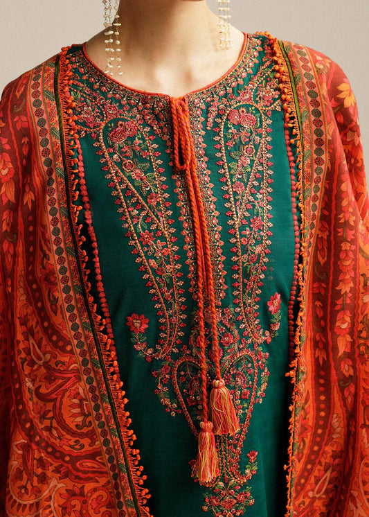Hussain Rehar Unstitched Luxury Dhanak Heavy Embroidered 3PC Suit