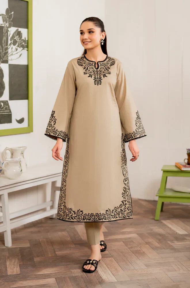3PC Dhanak Embroidered suit with Printed Shawl