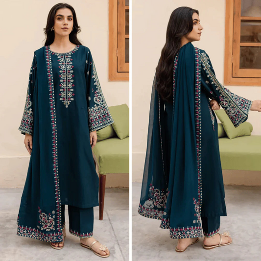 Batik Sapphire 3PC Lawn Embroidered Suit