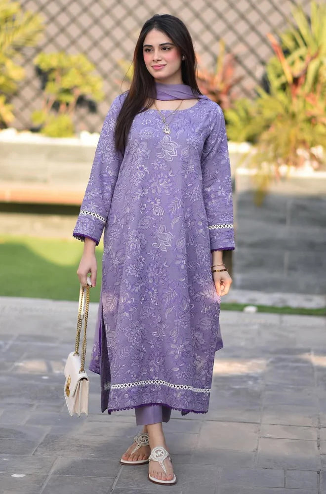 Breeze- 3PC Lawn Embroidered Suit unstitched with chiffon embroidered dupata