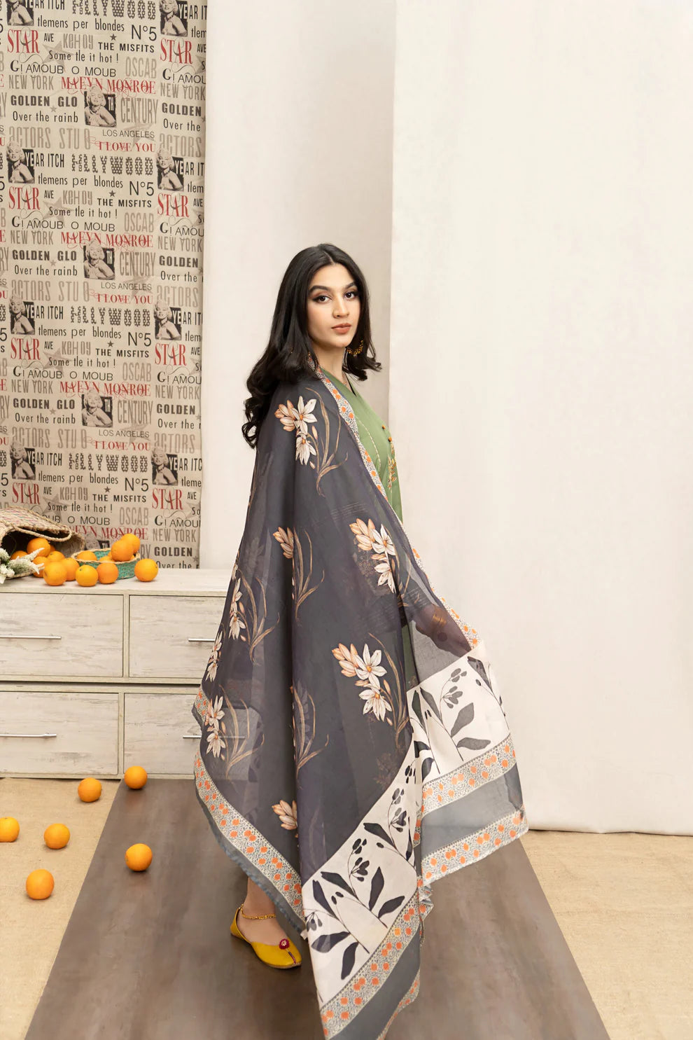 URGE - 3PC Lawn EMBROIDERED SHIRT WITH MONARK PRINTED DUPATTA