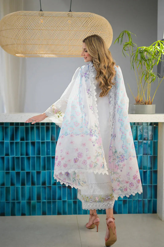 JAZMIN SUMMER 3PC LAWN EMBROIDERED WITH PRINT MONAR DUPATA