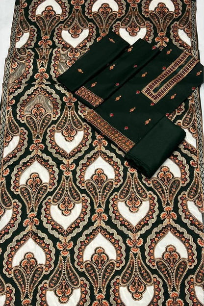 Bareeze 1672 Unstitched Luxury Dhanak Heavy Embroidered 3PC Suit With Laser Cut Shawl