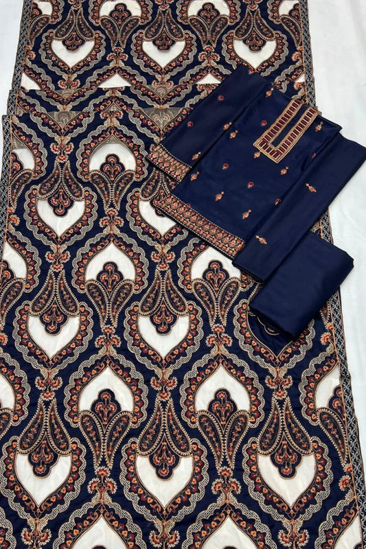 Bareeze 1672 Unstitched Luxury Dhanak Heavy Embroidered 3PC Suit With Laser Cut Shawl