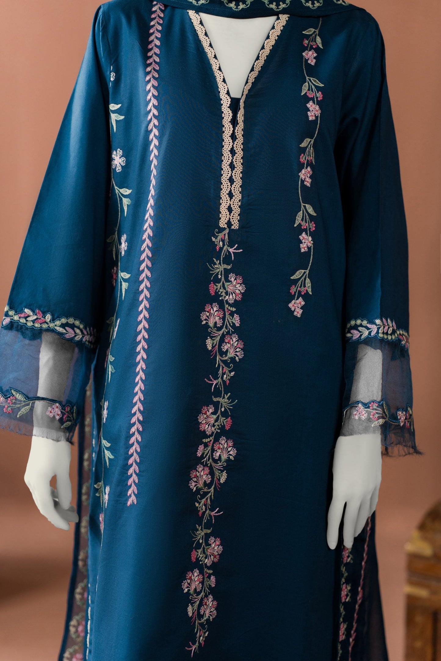 3pc Unstiched Dhanak emb with Emb Dupata