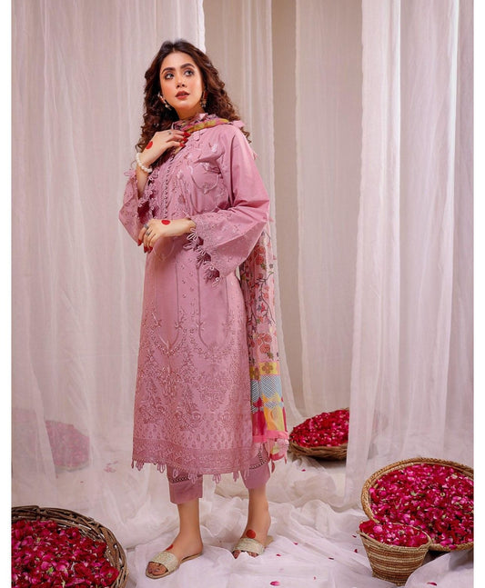 3PC Lawn Heavy Embroidered Shirt Digital Printed Dupatta.