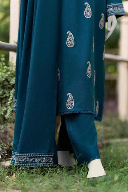 3pc Unstitched Dhanak With Border Emb Dhanak Shawl