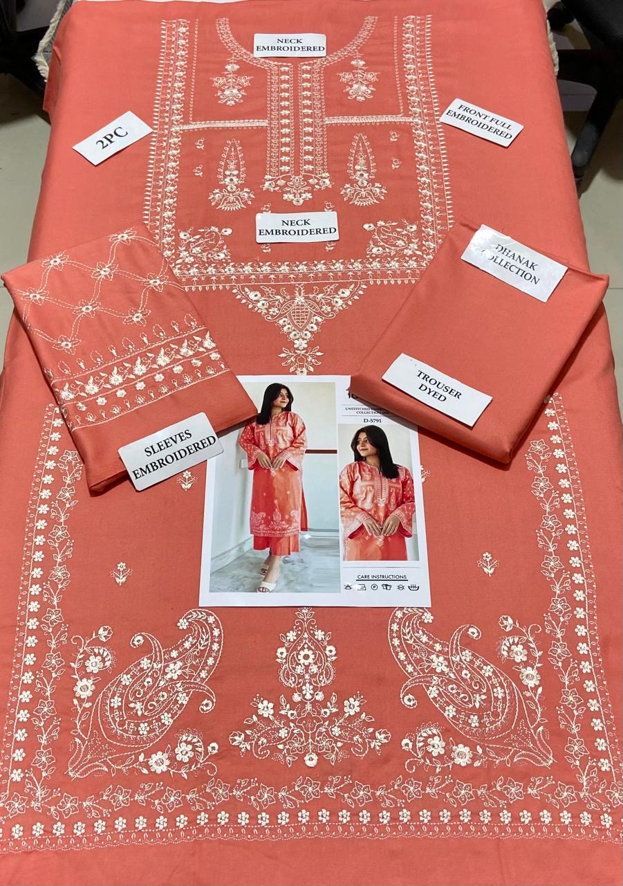 Dhanak 2pc Unstitched Embroidered