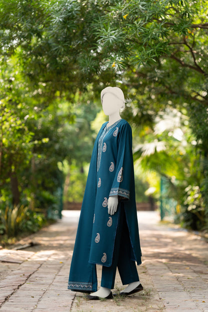 3pc Unstitched Dhanak With Border Emb Dhanak Shawl