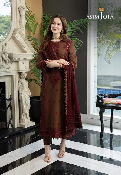 Asim Jofa, unstitched 3 piece lawn sequence embroidered suit SS-1001