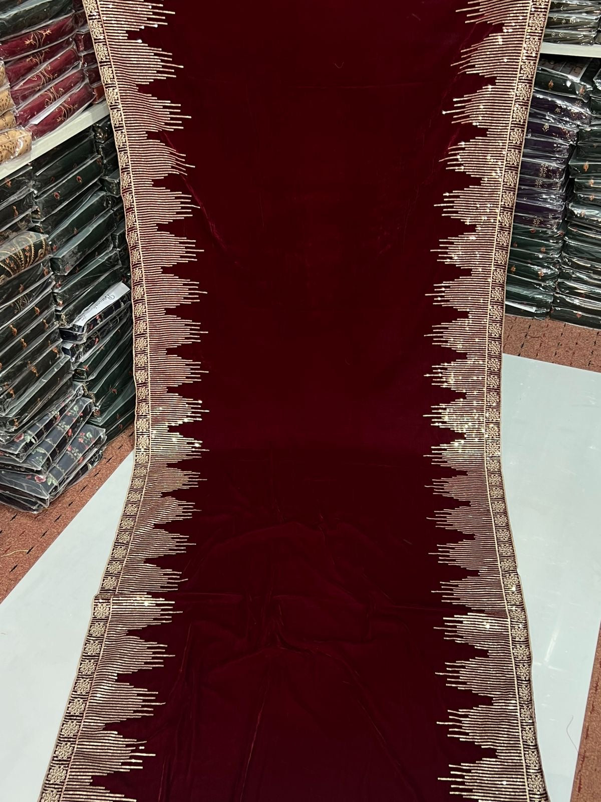 Velvet Shawl Embroidered Luxury