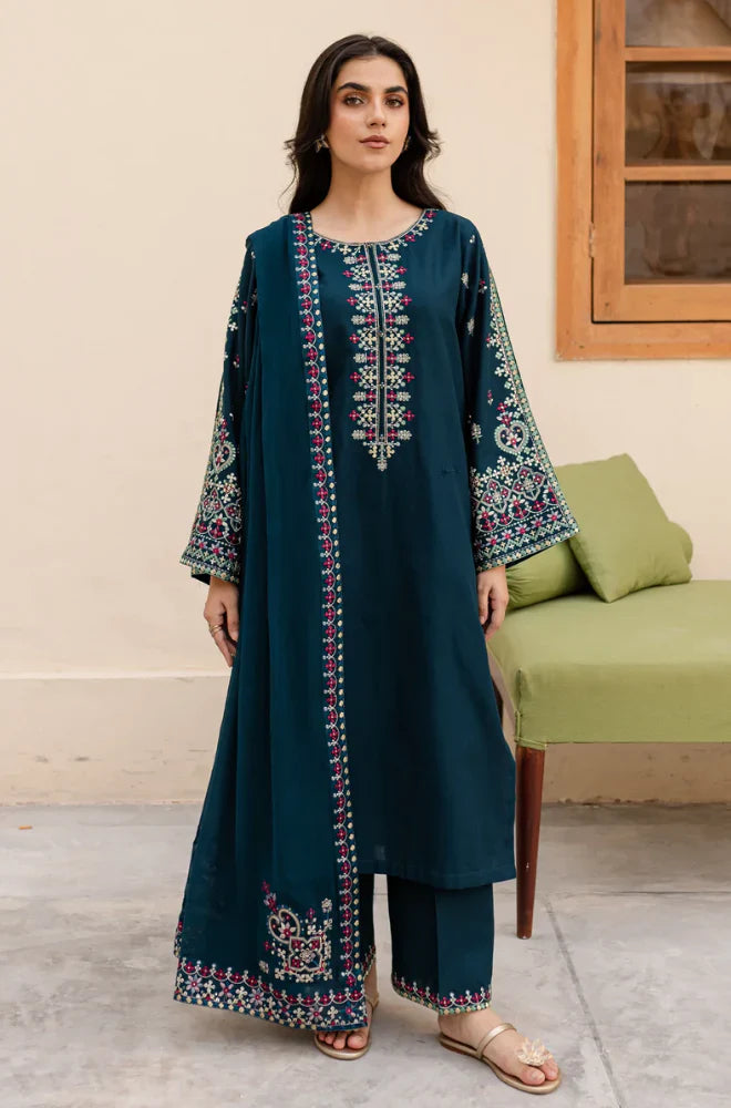 Batik Sapphire 3PC Lawn Embroidered Suit