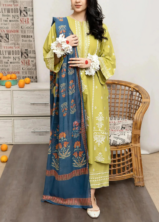 Urge Embroidered Lawn Three Piece with Print  Dupata