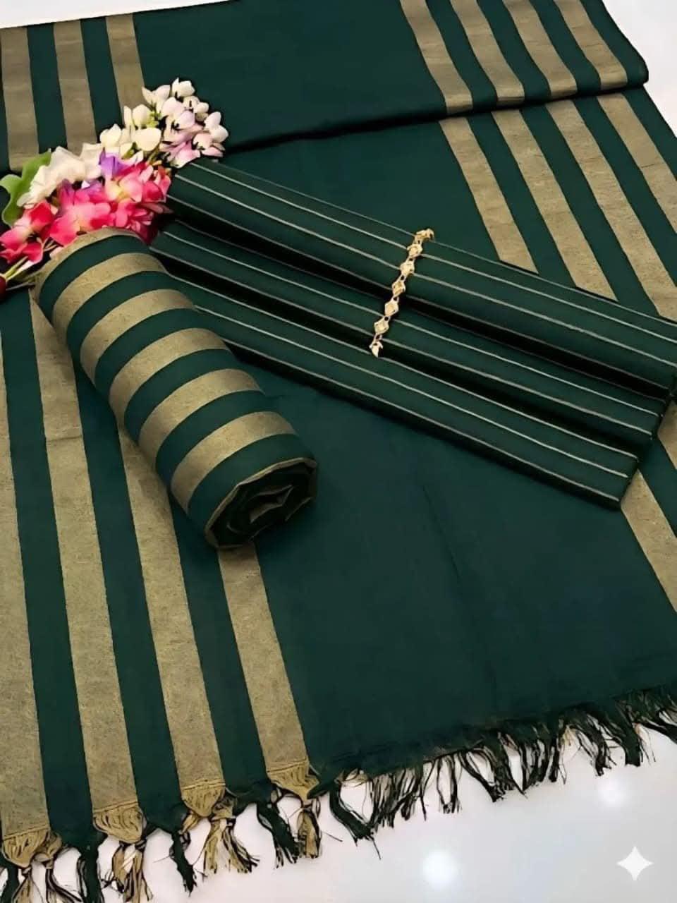 Khaadi Sussi 3pc Strips Green Mehndi Print | Winter Viral Dresses