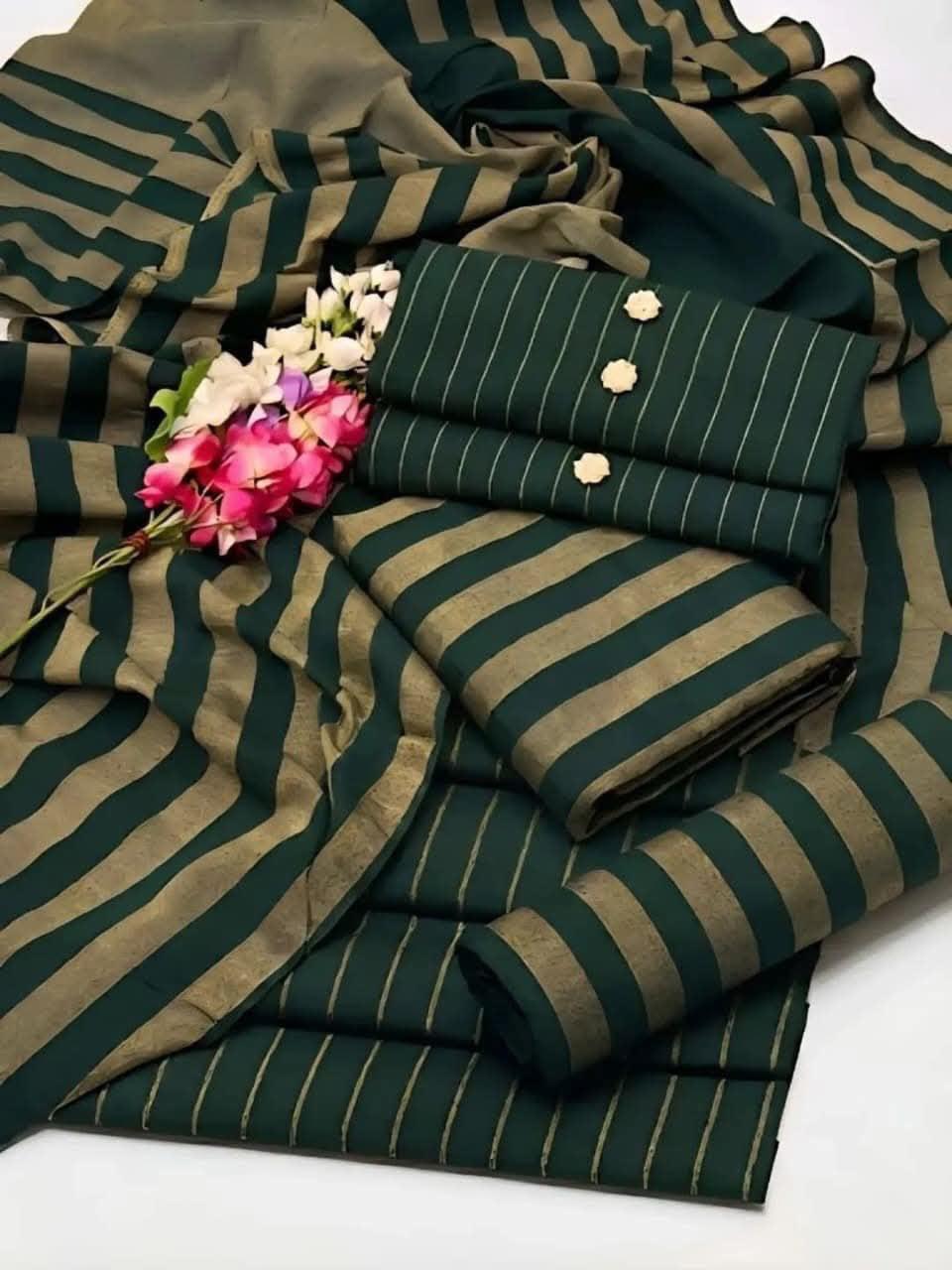 Khaadi Sussi 3pc Strips Green Mehndi Print | Winter Viral Dresses